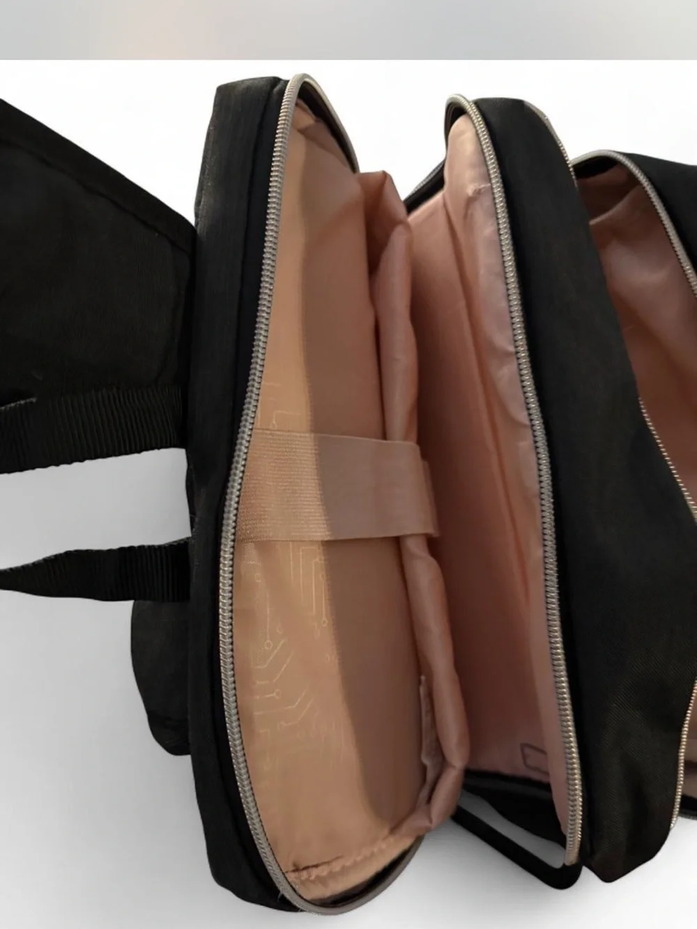 Swiss Tech Black Backpack with Rose-Gold Accents